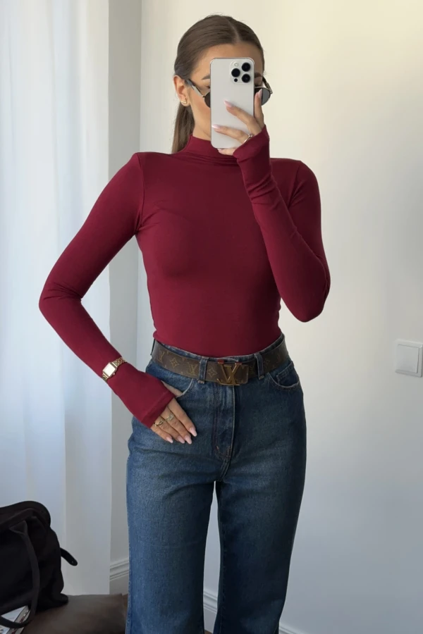 Gładki półgolf z poduszkami zakładany na palec bordowy