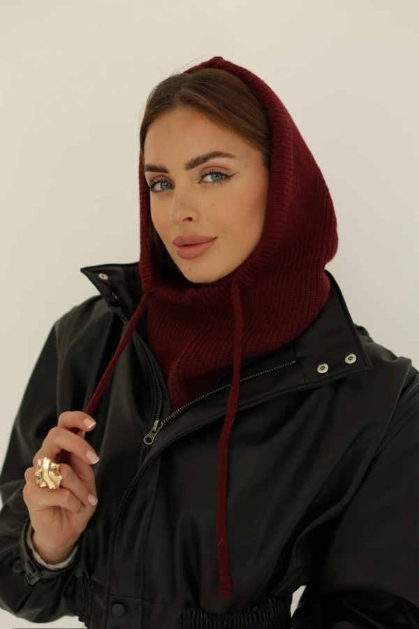 Balaklawa czapka / kapturek Lara bordowa