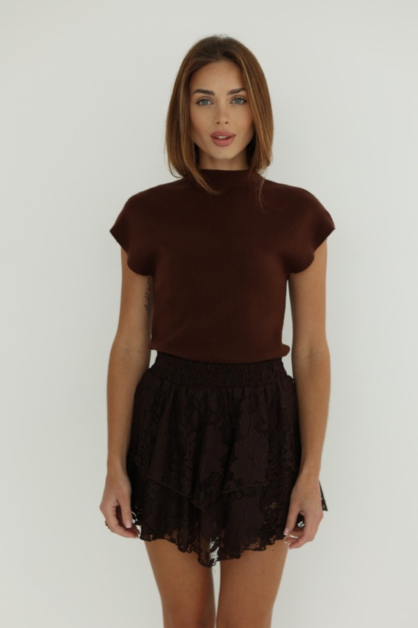 Spódnico-szorty koronkowe czekoladowe