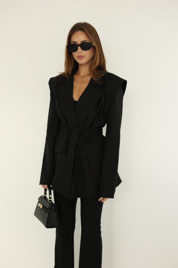 Marynarka Asa z zakładkami na ramionach czarna