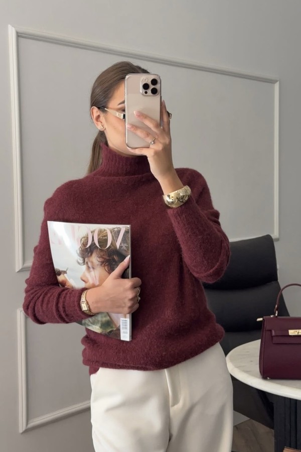 Półgolf baby alpaka Rosalie wino