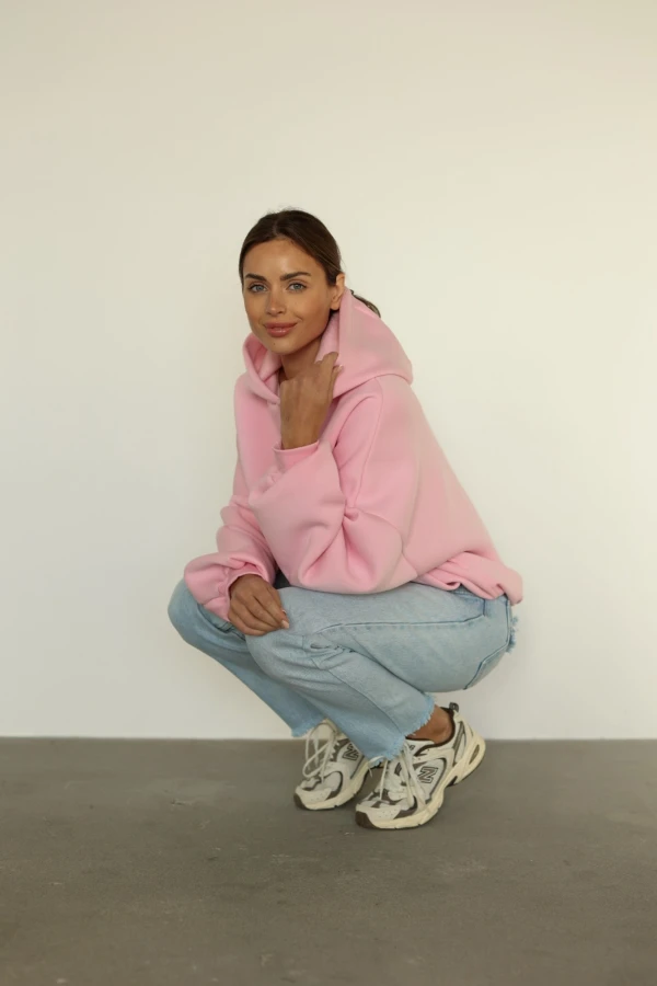 Bluza kangurka oversize różówa