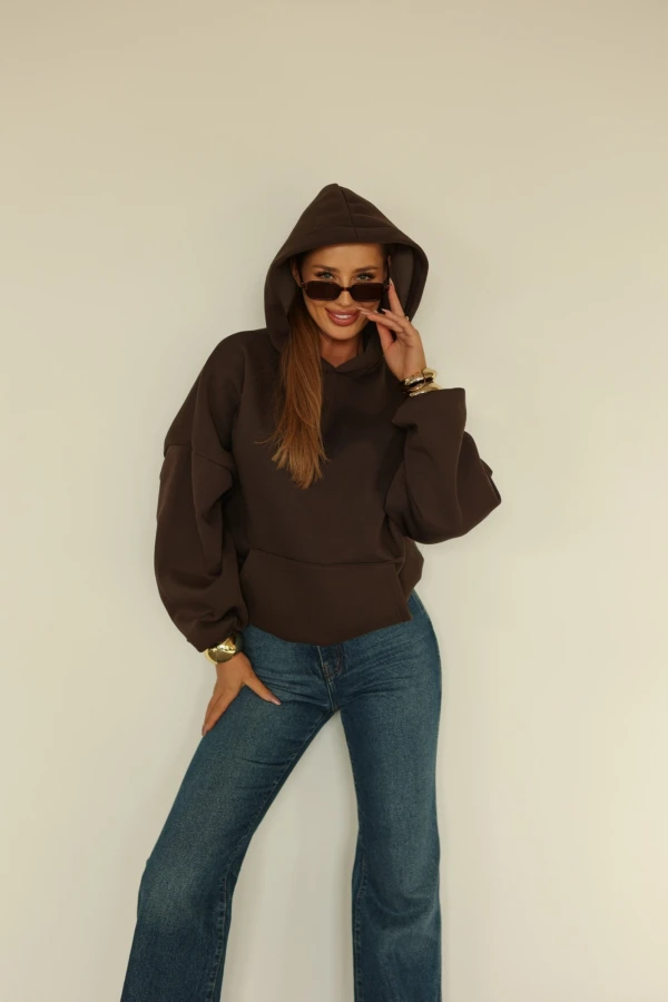 Bluza kangurka oversize czekoladowa