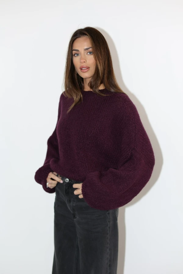 Sweter z moherem i wełną Candy śliwka