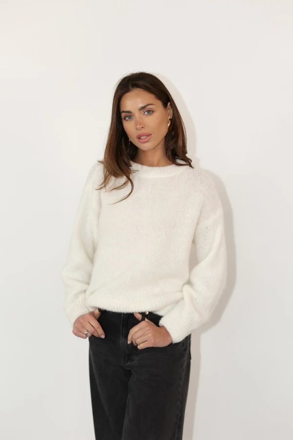 Sweter pudełkowy 33% alpaca superfine ecru