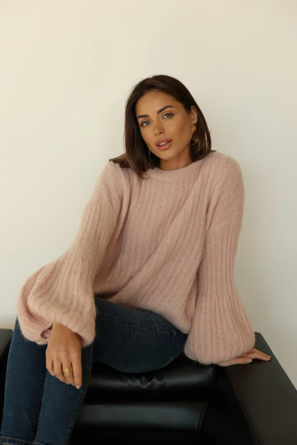 Sweter 33% alpaca super fine Audrey baby pink