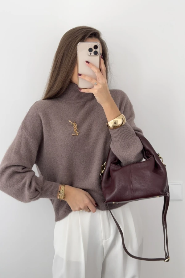 Sweter półgolf 30% baby alpaka Amari fango