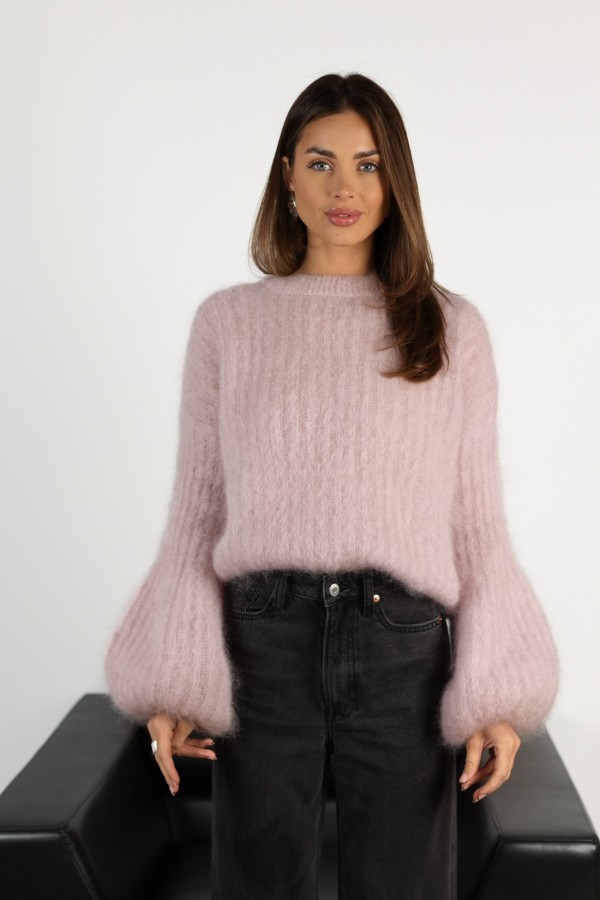 Sweter 81% kid mohair Audrey pudrowy róż