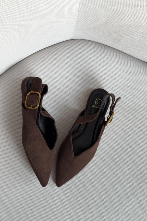 Baleriny z odkrytą piętą zamszowe Sonya