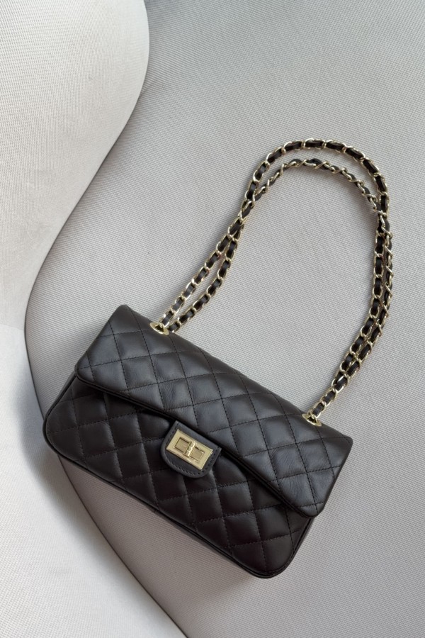 Torebka Chanelka ze skóry naturalnej czekoladowa