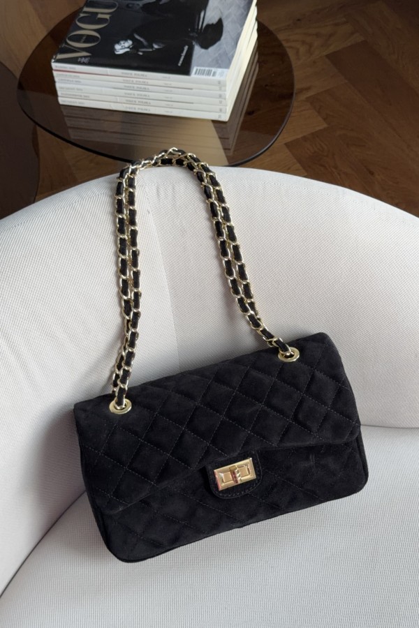Torebka Chanelka zamszowa czarna