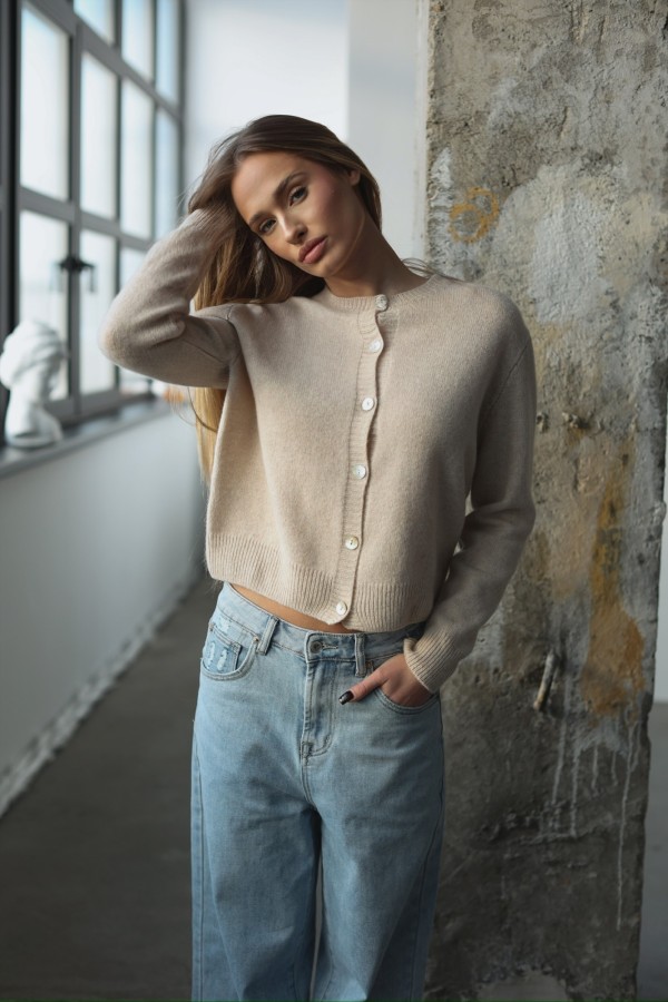 Kardigan 100% wełna dziewicza beżowy