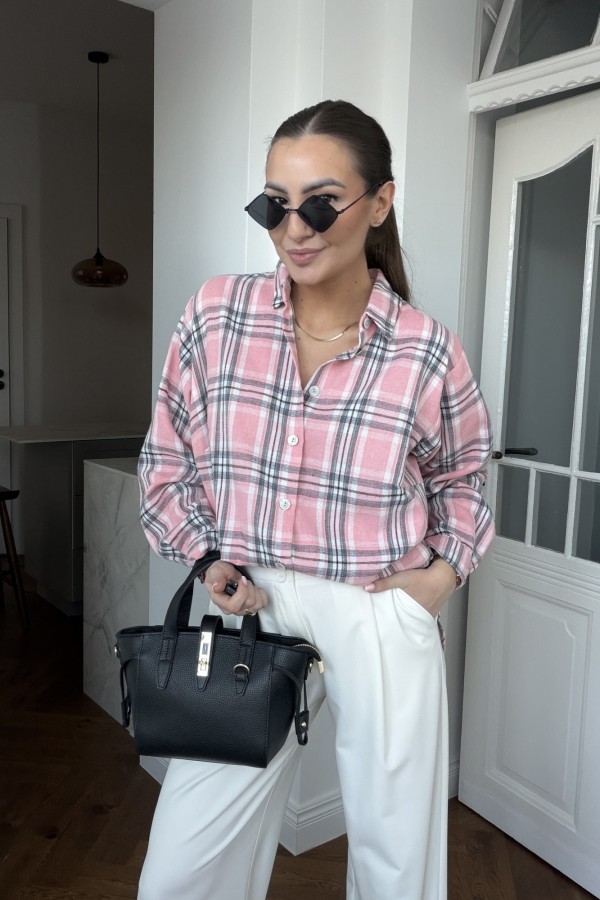 Koszula w kratę Moe różowa