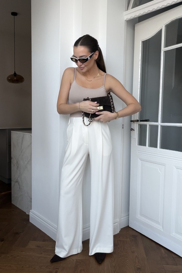 Spodnie Evel z prostą nogawką ecru