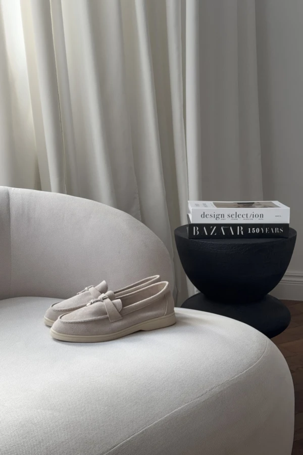 Mokasyny skórzane Lorina jasnobeżowe