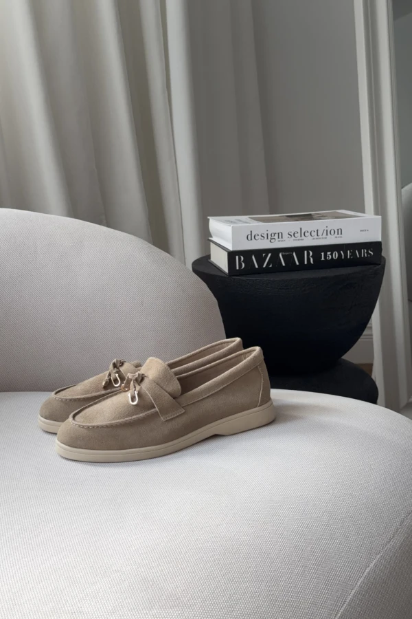 Mokasyny skórzane Lorina beżowe