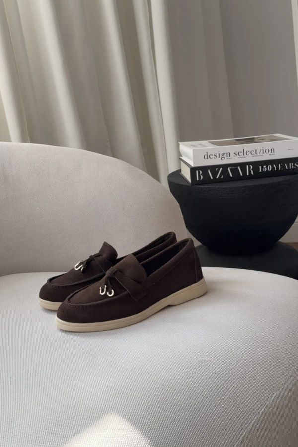 Mokasyny skórzane Lorina czekoladowe