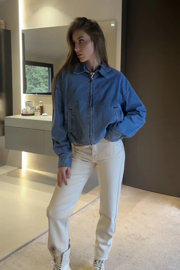 Katana jeansowa z kołnierzykiem Sela