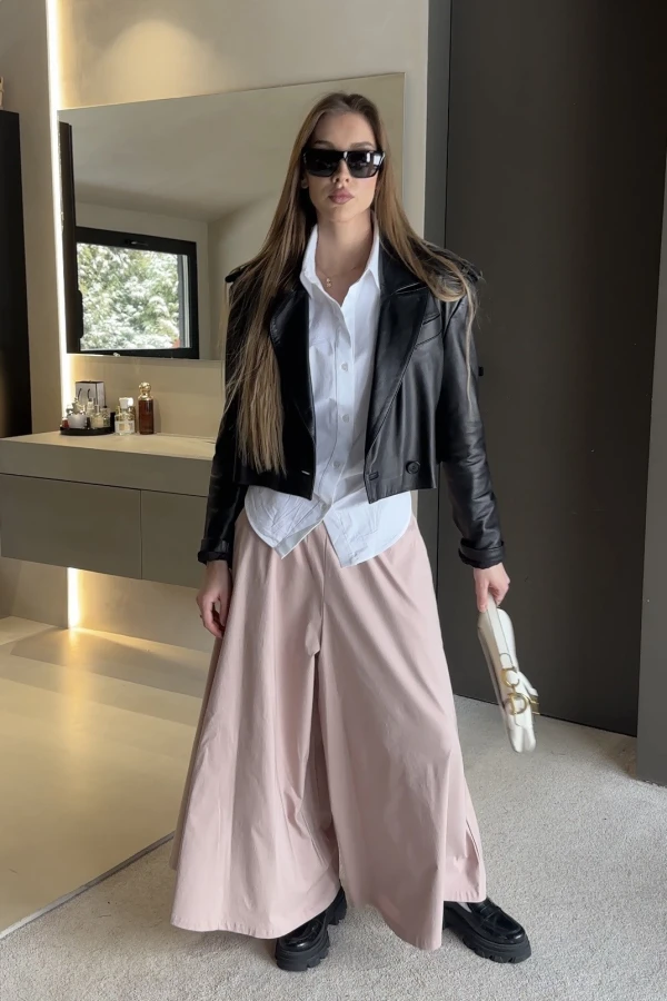 Spodnie kuloty Irmina pudrowy róż