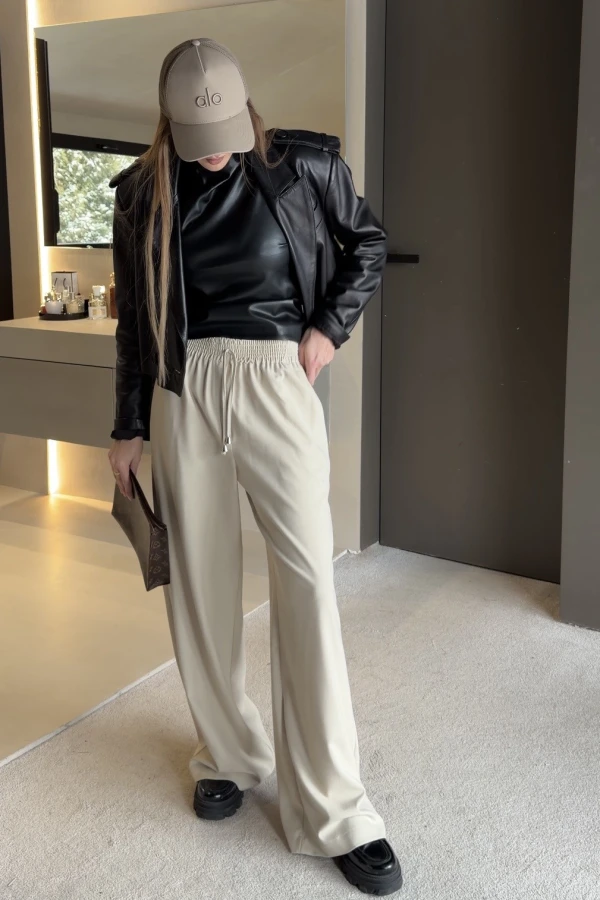 Spodnie wiskozowe Loris piaskowe