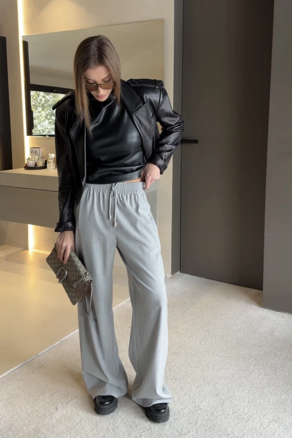 Spodnie wiskozowe Loris szare