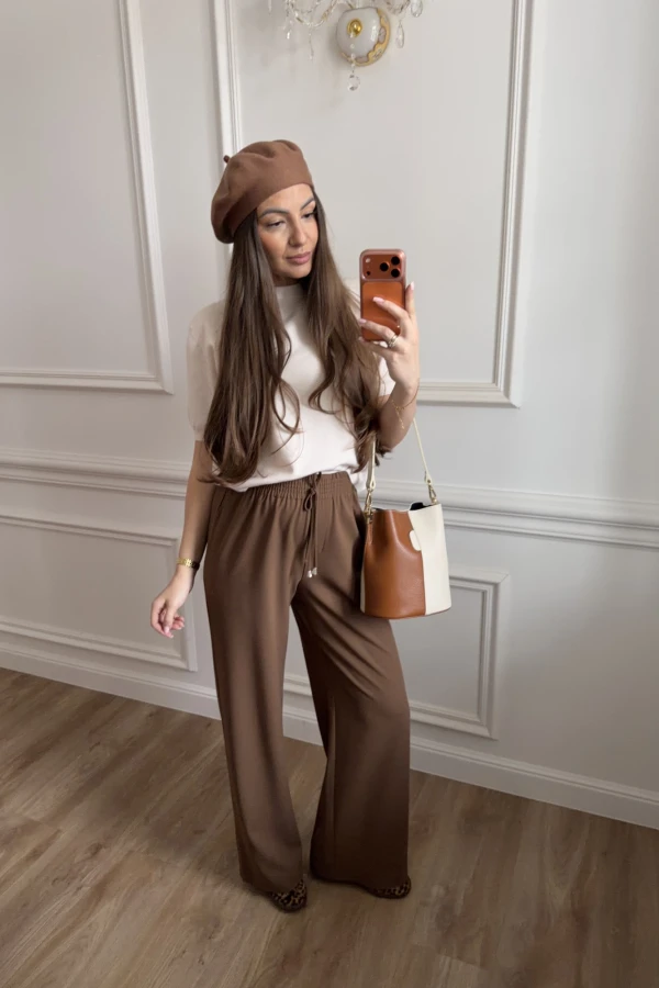 Spodnie wiskozowe Loris camelowe