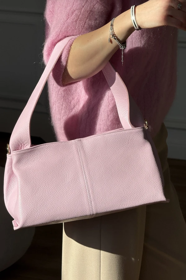 Torebka ze skóry naturalnej Judy baby pink