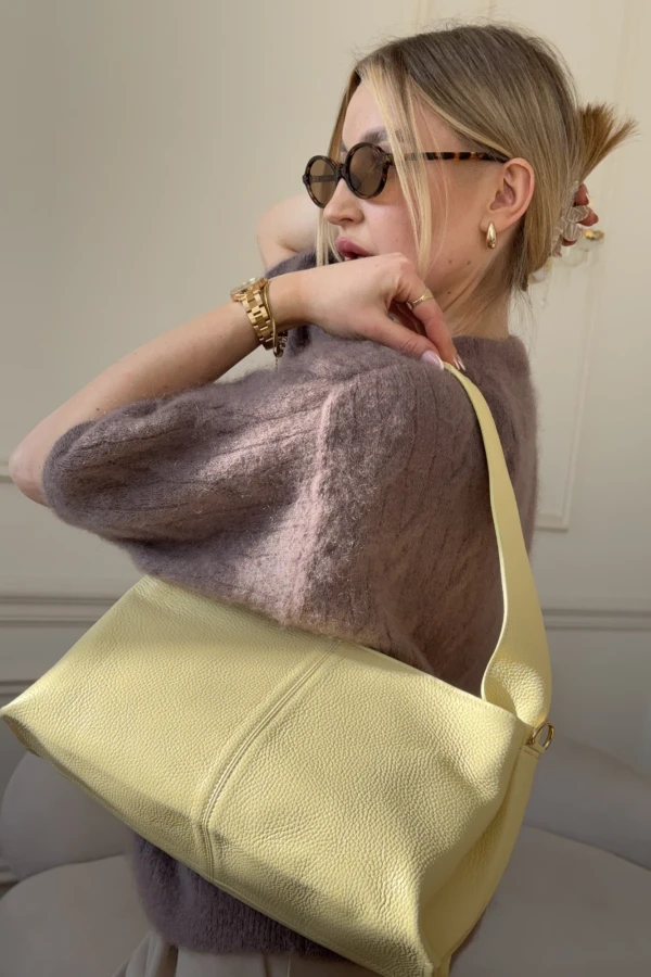 Torebka ze skóry naturalnej Judy butter yellow