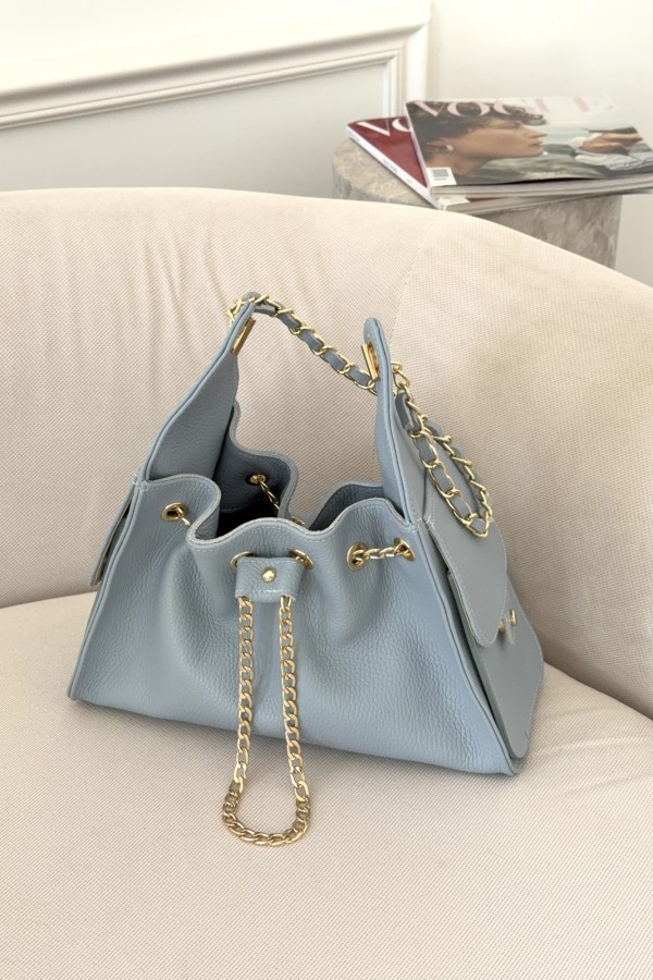 Torebka damska ze skóry naturalnej Scarlett błękitna