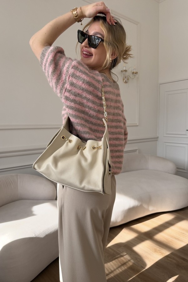 Torebka damska ze skóry naturalnej Scarlett kremowa