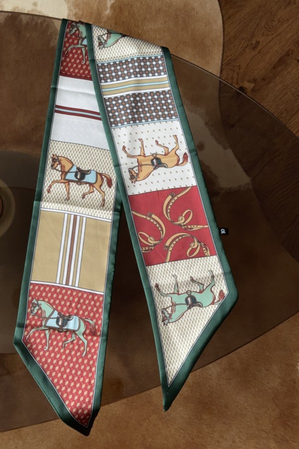 Apaszka damska Hermia szmaragd-czerwień