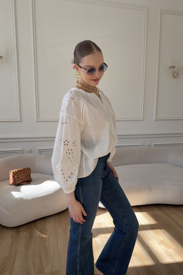 Koszula damska boho ażurowa Raven biała