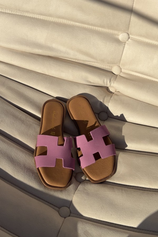 Klapki damskie Herman ze skóry zamszowej lila