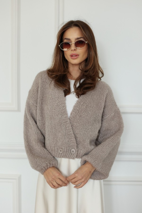 Krótki kardigan damski Lisa z moherem i wełną fango