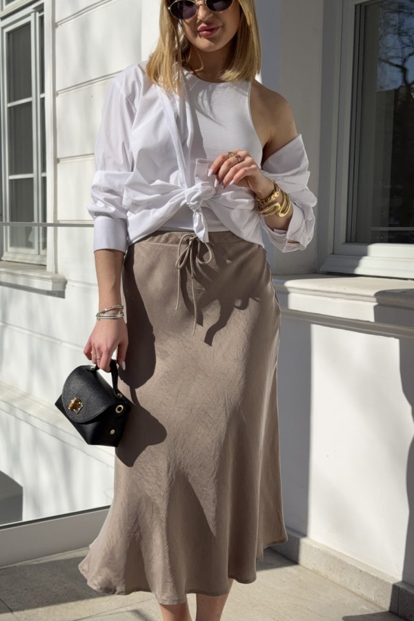 Spódnica damska midi rozkloszowana Roma fango