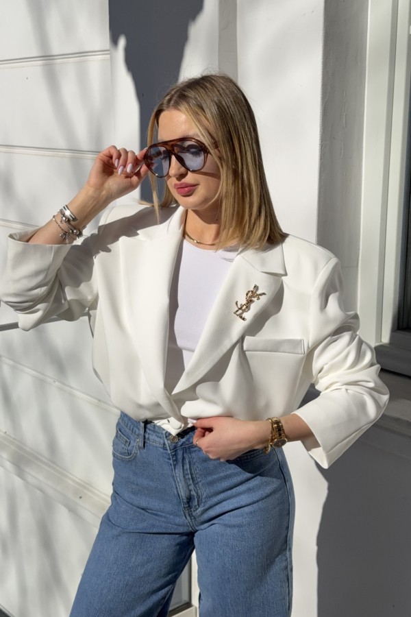 Marynarka damska wiskozowa z gumką Greta ecru