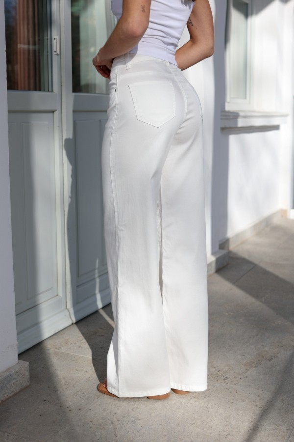 Cieniutkie damskie jeansy wide leg Wendy ecru