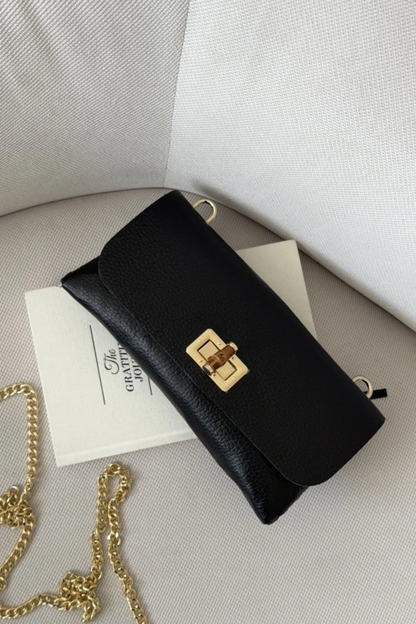 Torebka damska kopertowa skórzana Letitia czarna